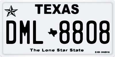 TX license plate DML8808