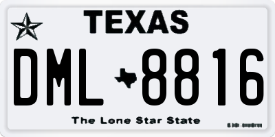 TX license plate DML8816