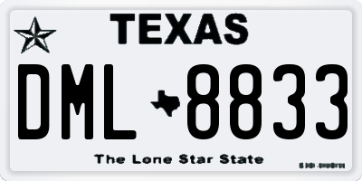 TX license plate DML8833