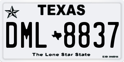 TX license plate DML8837