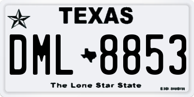 TX license plate DML8853