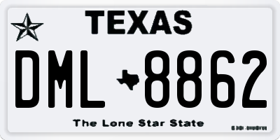 TX license plate DML8862