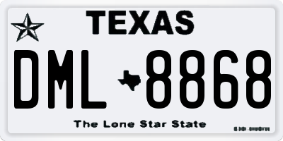 TX license plate DML8868
