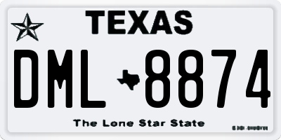 TX license plate DML8874