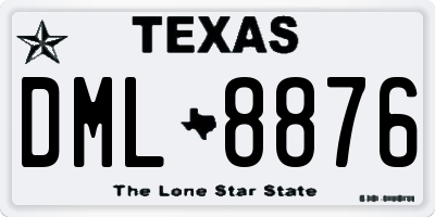 TX license plate DML8876