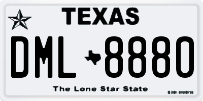 TX license plate DML8880