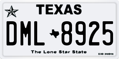 TX license plate DML8925