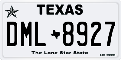 TX license plate DML8927
