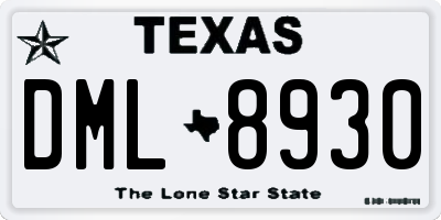 TX license plate DML8930