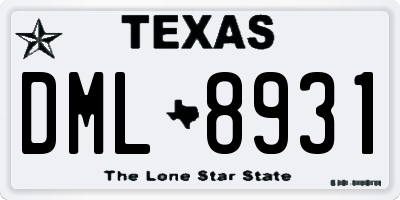TX license plate DML8931