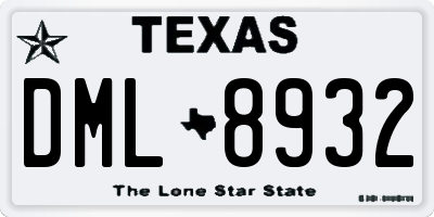 TX license plate DML8932