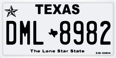 TX license plate DML8982