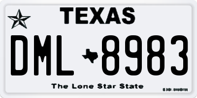 TX license plate DML8983