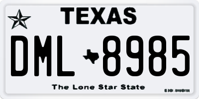 TX license plate DML8985