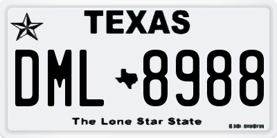 TX license plate DML8988