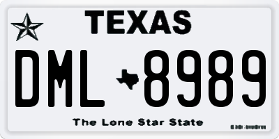 TX license plate DML8989