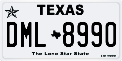 TX license plate DML8990