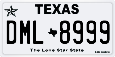 TX license plate DML8999