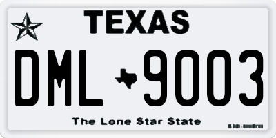 TX license plate DML9003