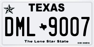 TX license plate DML9007