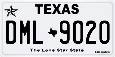 TX license plate DML9020