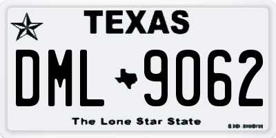 TX license plate DML9062