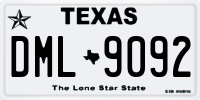 TX license plate DML9092