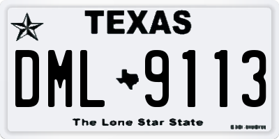 TX license plate DML9113