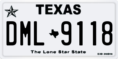 TX license plate DML9118