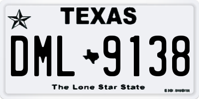 TX license plate DML9138