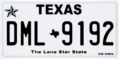 TX license plate DML9192