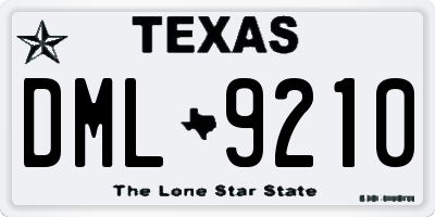 TX license plate DML9210