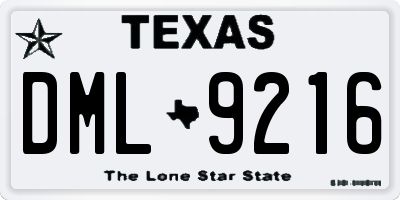 TX license plate DML9216