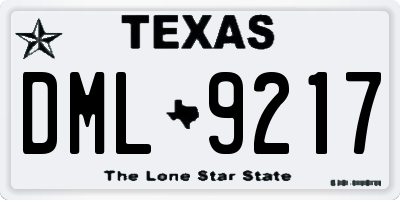 TX license plate DML9217