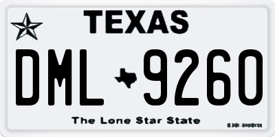TX license plate DML9260