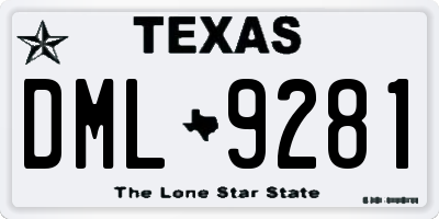 TX license plate DML9281