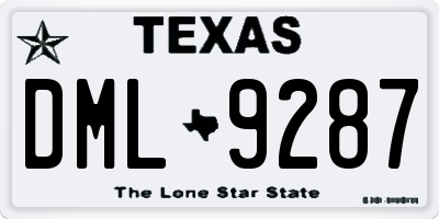 TX license plate DML9287