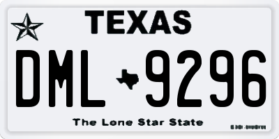TX license plate DML9296