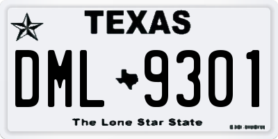 TX license plate DML9301