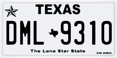 TX license plate DML9310