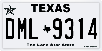 TX license plate DML9314