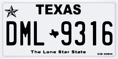 TX license plate DML9316