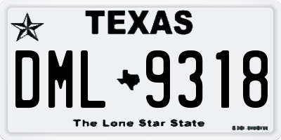 TX license plate DML9318
