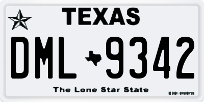 TX license plate DML9342