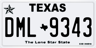 TX license plate DML9343