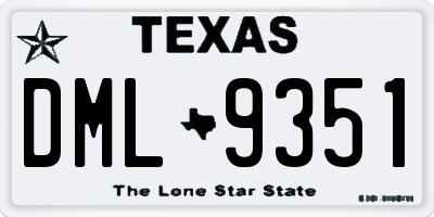 TX license plate DML9351