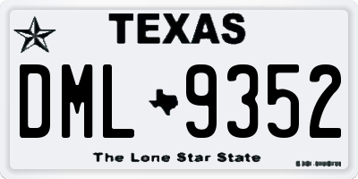 TX license plate DML9352