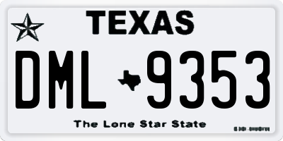 TX license plate DML9353