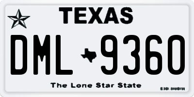 TX license plate DML9360