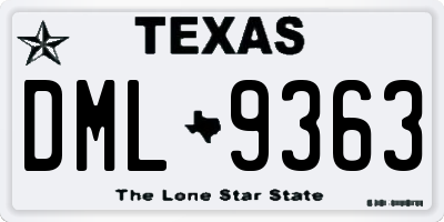 TX license plate DML9363